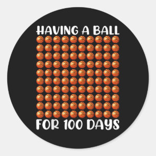 Sticker Rond 100 Jours De Basketball Scolaire 100E Jour 100 Jou