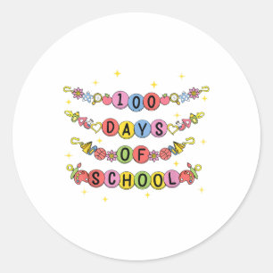 Sticker Rond 100 Jours De Bracelet Scolaire 100E Jour Filles En
