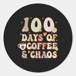 Sticker Rond 100 Jours De Café Et Chaos 100E Jour De L'École T