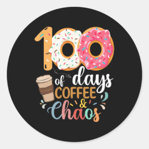 Sticker Rond 100 Jours De Café Et Chaos Professeur 100ème Jour