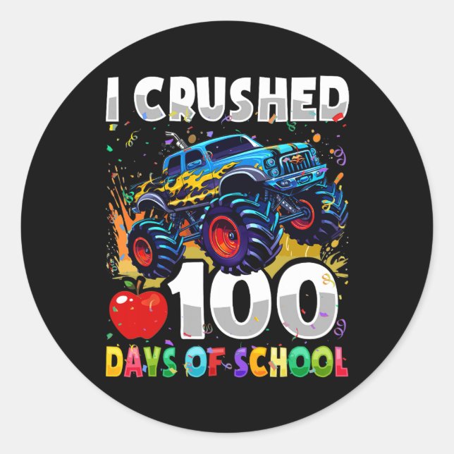 Sticker Rond 100 Jours De Camion Monster 100E Jour De Scho (Devant)