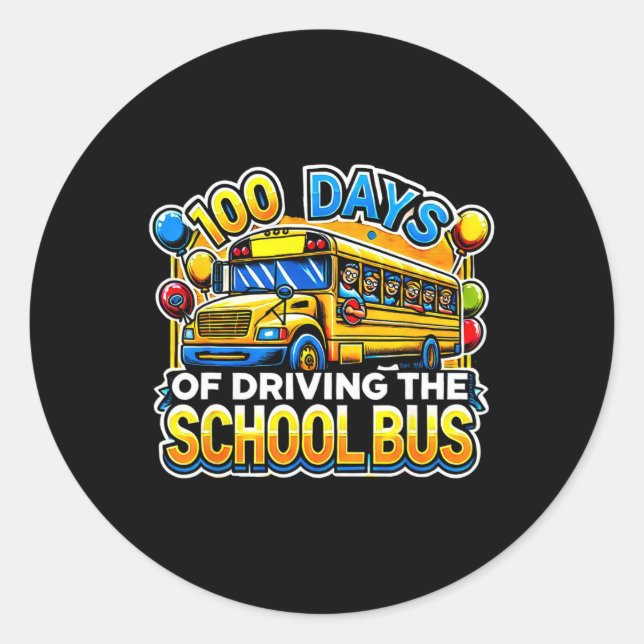 Sticker Rond 100 Jours De Conduite Du Bus De L'École 3 (Devant)