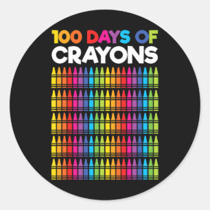 Sticker Rond 100 Jours De Crayons Pour Les Filles Enfants 100E