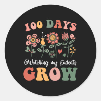 Sticker Rond 100 Jours De Croissance Des Fleurs De Boho Enseign