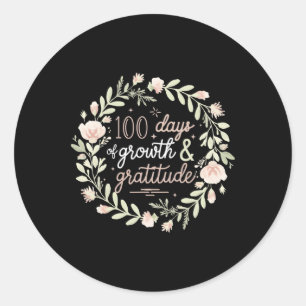 Sticker Rond 100 Jours De Croissance Et De Gratitude Boho Flora