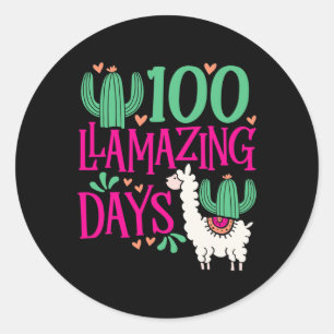 Sticker Rond 100 Jours De Flamazing De L'École - Filles Mignonn