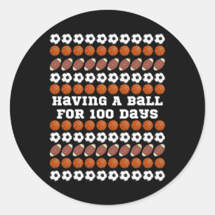Sticker Rond 100 Jours De Football Scolaire Basketball Garçons