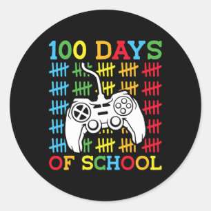 Sticker Rond 100 Jours de Jeux Vidéo de l'école Contrôleur Jeu