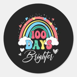 Sticker Rond 100 Jours de lumière Rainbow enseignant étudiant 1