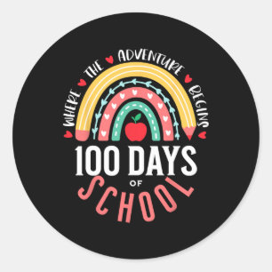 Sticker Rond 100 Jours D'École Arc-En-Ciel 100E Jour D'École