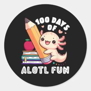 Sticker Rond 100 Jours D'École Axolotl Joyeux Enseignant 100E J