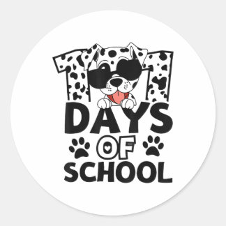 Sticker Rond 100 Jours D'École Chien Dalmatien Garçon Enfant 10