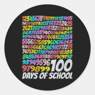Sticker Rond 100 Jours D'École Colorée Arc En Ciel Enseignant E