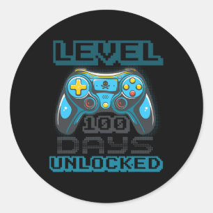 Sticker Rond 100 Jours D'École Déverrouillé Vidéo Jeu Garçons F