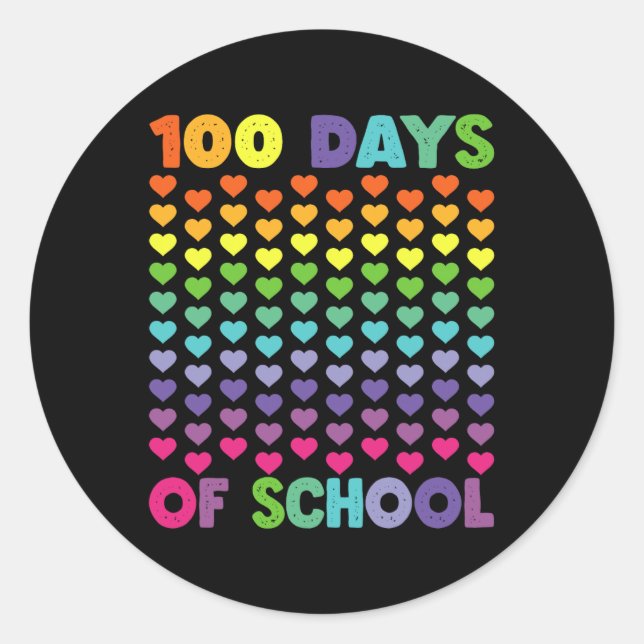 Sticker Rond 100 Jours D'École Et Toujours Aimer Il Coeur 100T (Devant)