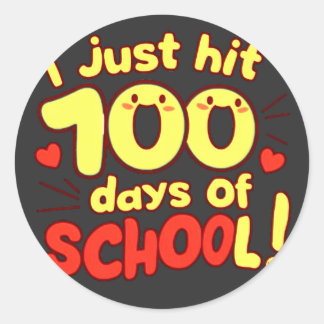 Sticker Rond 100 Jours d'école Kawaii Style Design