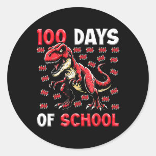 Sticker Rond 100 Jours D'École T-rex Garçons 100E Jour De
