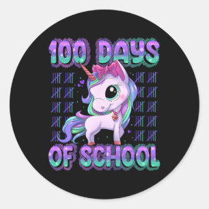 Sticker Rond 100 Jours D'École Unicorne 100 Jours Smarter 100e