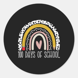 Sticker Rond 100 Jours D'Enseignant À L'École Rainbow 100E Jour