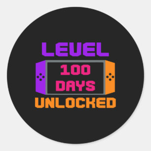 Sticker Rond 100 Jours Déverrouillés 100ème Jour De Jeux De Jou