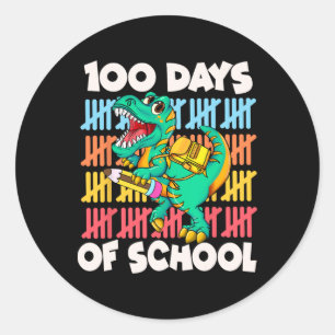 Sticker Rond 100 Jours Dinosaur Trex Garçons Enfants 100ème Jou
