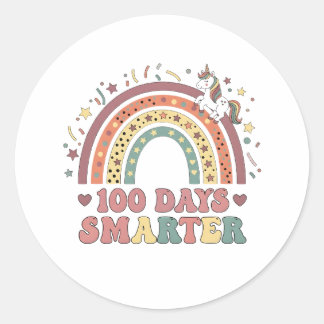Sticker Rond 100 Jours Enfants Filles Licorne Plus Intelligents