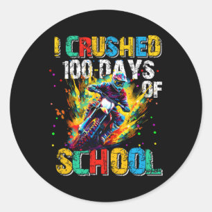 Sticker Rond 100 Jours Enfants Plus Intelligents J'Ai Écrasé 10