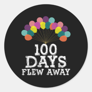 Sticker Rond 100 Jours Fuir Balloons Garçons Filles 100e Jour O