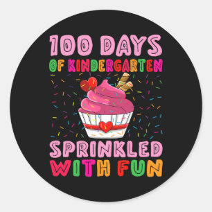 Sticker Rond 100 Jours Gardergarten Parsemé De Cupcake G Fun