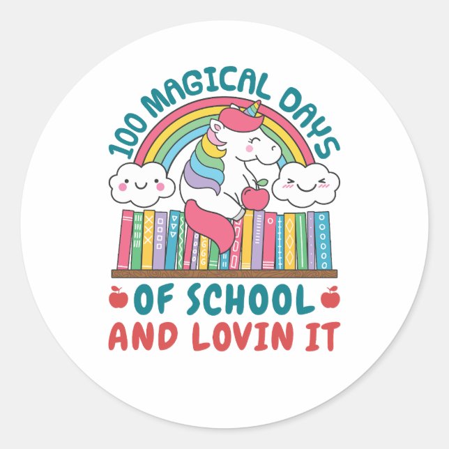 Sticker Rond 100 Jours magiques de l'école Unicorn (Devant)