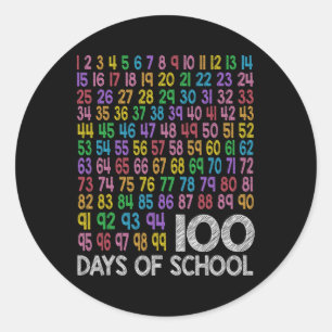 Sticker Rond 100 Jours Maths Numéros 100e Jour De L'Enseignant