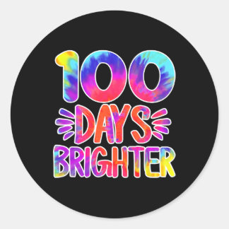 Sticker Rond 100 Jours Plus Brighter Tie Dye Drôle 100 Jours D'