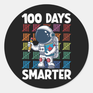 Sticker Rond 100 jours Smarter Space Astronaut 100th Day School