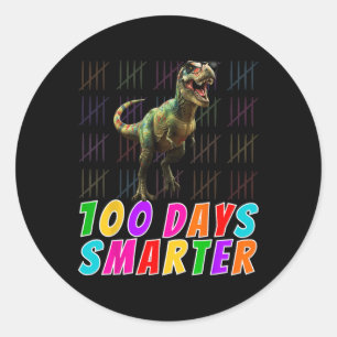 Sticker Rond 100 Jours Smarter T-rex Lover Boys 100 Jours De Sc