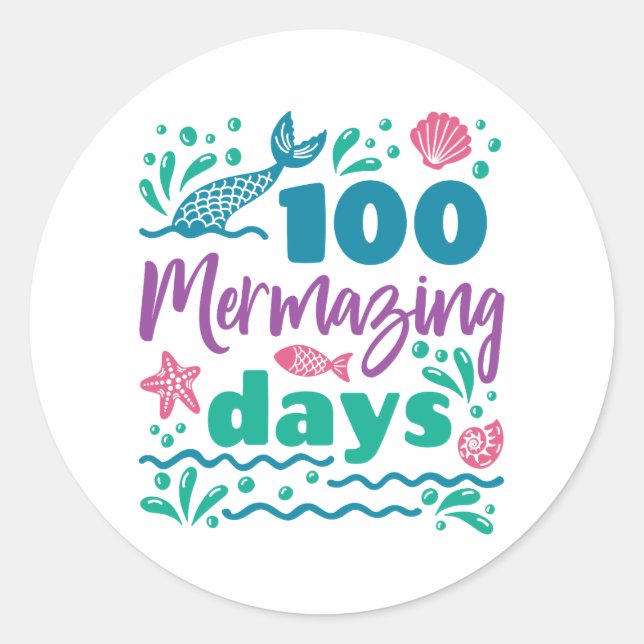 Sticker Rond 100 Mermazing Days of School Mermaid (Devant)