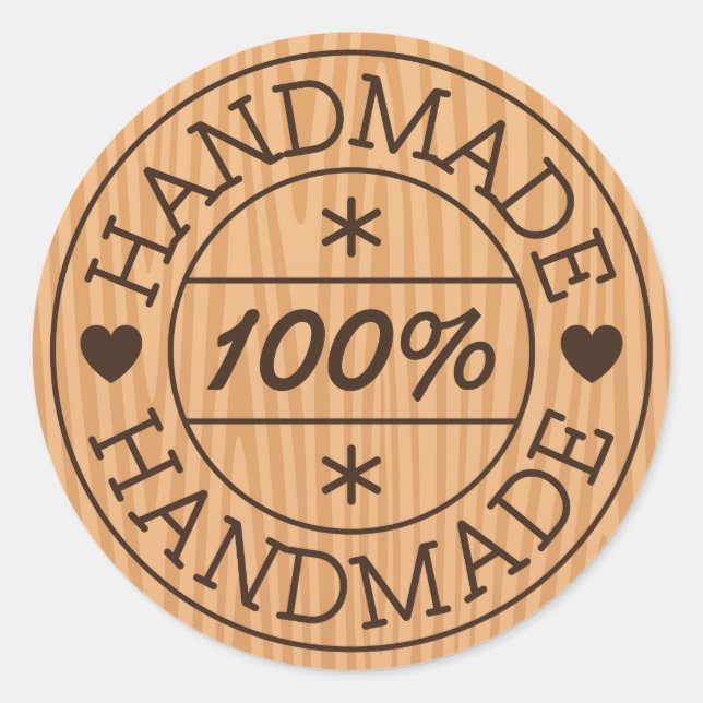 Sticker Rond 100% nom de produit ou de fabrication artisanale,  (Devant)