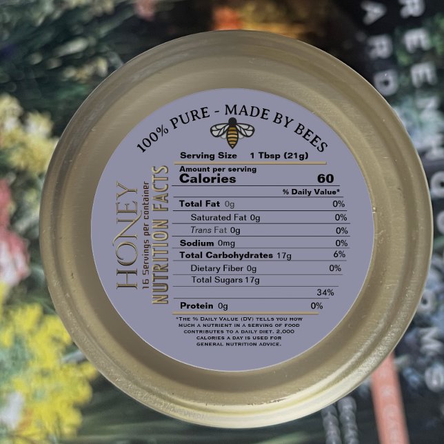 Sticker Rond 100% PURE FABRIQUÉE PAR BEES Honey Nutrition Facts (Créateur téléchargé)