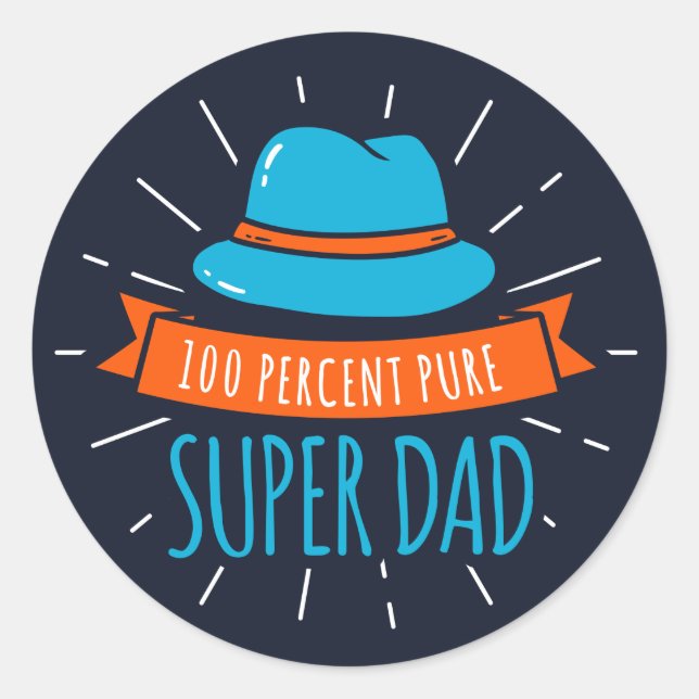 Sticker Rond 100% Pure Super Papa Fête des pères moderne (Devant)