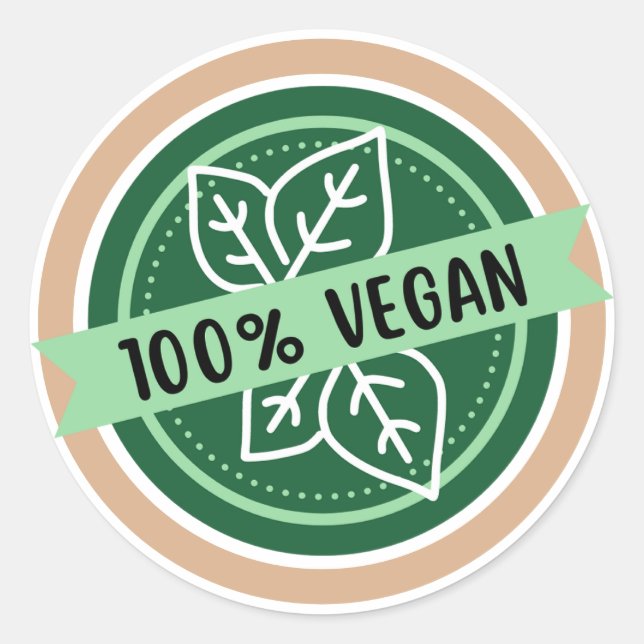 Sticker Rond 100% Vegan, uniquement les ingrédients végétaliens (Devant)