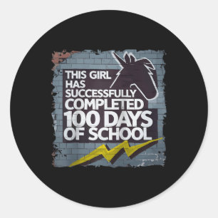 Sticker Rond 100e jour Amusant tenue filles et amp; Étudiant 10