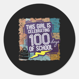 Sticker Rond 100E Jour Amusant Tenue Pour Les Filles 100 Jours 