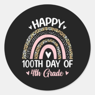 Sticker Rond 100e Jour De 4e Année École Arc-en-ciel 100 Jours