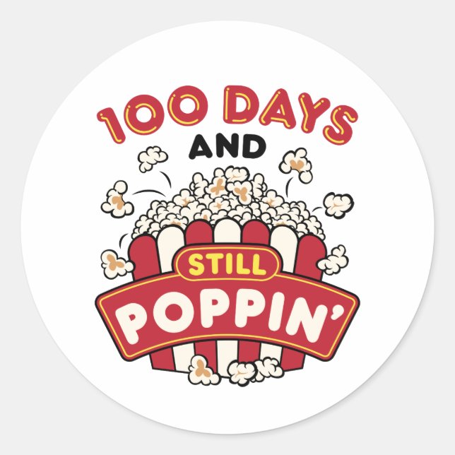 Sticker Rond 100e Jour de l'école 100 jours et toujours Poppin (Devant)