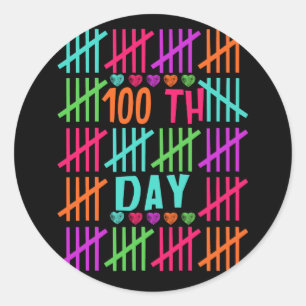 Sticker Rond 100E Jour De L'École 100E Jours bâton Maththème