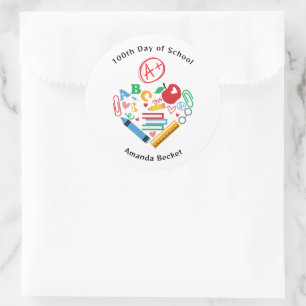 Sticker Rond 100e Jour de l'école A+ Fournitures de l'école ens