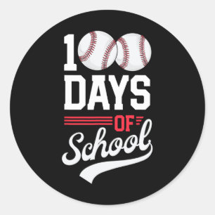 Sticker Rond 100e Jour De L'École Baseball 100 Jours Enfants