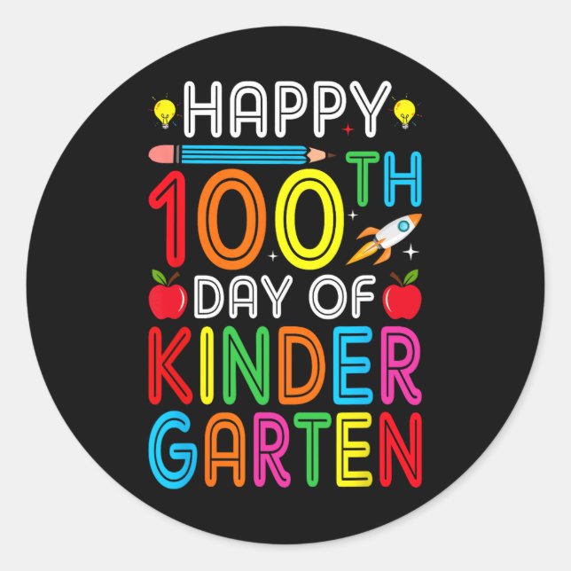 Sticker Rond 100E Jour De Maternelle Enseignant Enfants 100 Jou (Devant)