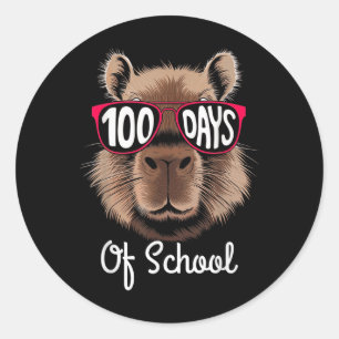 Sticker Rond 100ème Jour De Cool D'École Capybara 100 Jours Plu