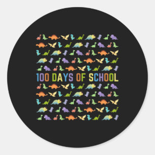 Sticker Rond 100ème Jour De L'École - Dinosaures - Facile 100 J