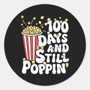 Sticker Rond 100ème Jour De L'École Popcorn 100 Jours Et Toujou